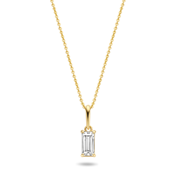 Collier mit Anhänger Zirkonia Baguette Gold 585 - Baguetteform 6x3mm - Bild 2