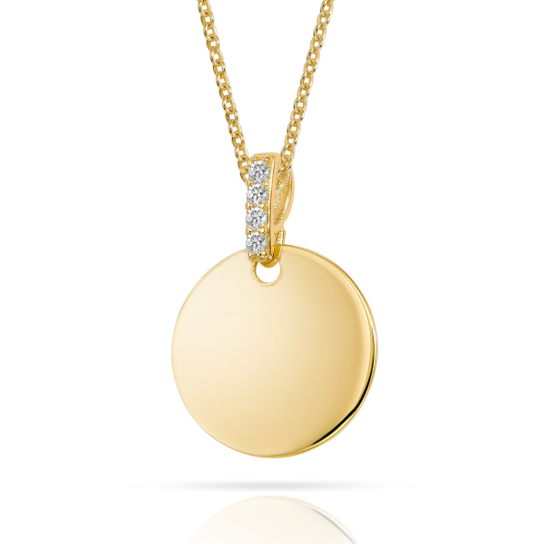 Anhänger Gravurplatte rund Gold 333 - Ø 12mm - 4 Zirkonia