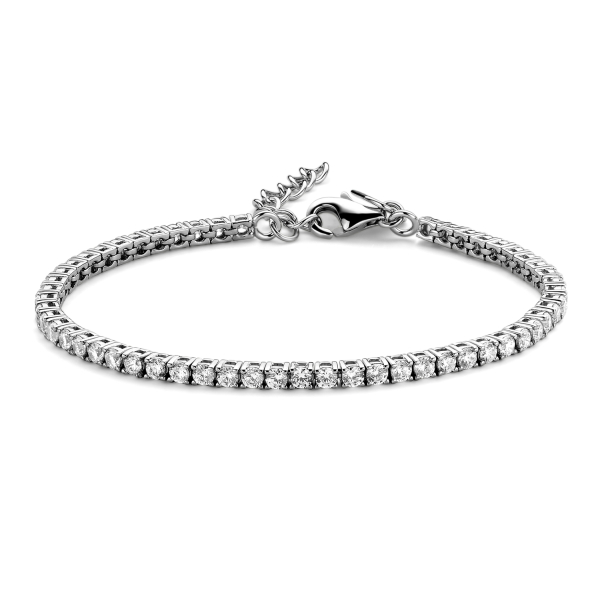 Tennisarmband Zirkonia weiß Silber 925 rhodiniert - 3mm - Herz-Tag