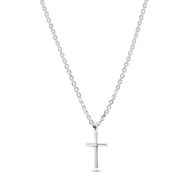 Collier mit Anhänger Kreuz Silber 925 rhodiniert - Kreuz 6x10mm