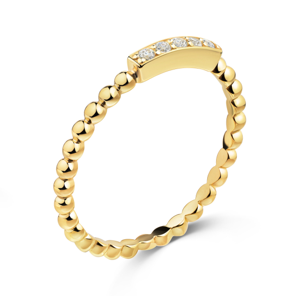 Kugel-Ring Silber 925 vergoldet - 5 Zirkonia