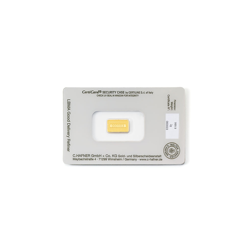 2g Goldbarren C.HAFNER - 999,9 Feingold - Neuware - Bild 2