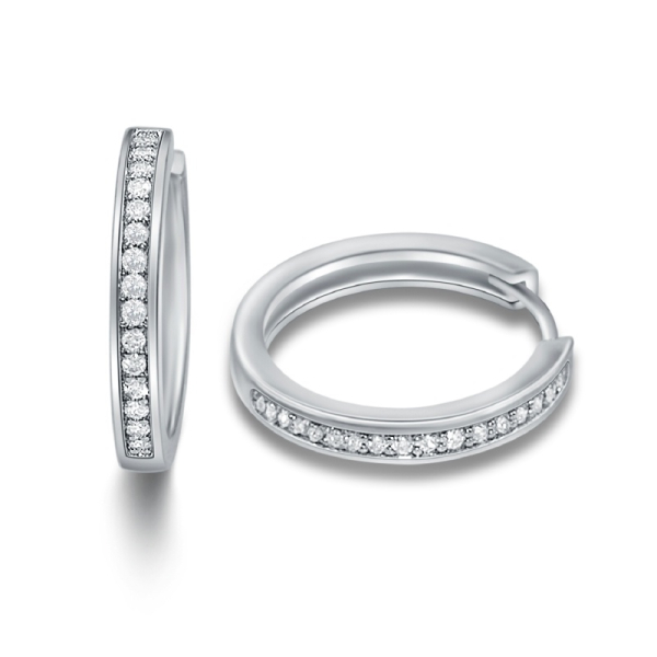 Lovebird Klappcreolen Silber 925 rhodiniert - Ø 20mm - 30 Zirkonia