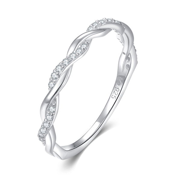 Damenring Twisted Silber 925 - 23 Zirkonia