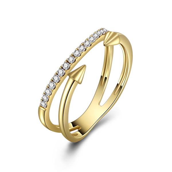 Damenring Silber 925 vergoldet - 19 Zirkonia - 5mm breit