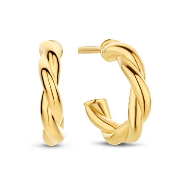 Steckcreolen twisted Silber 925 vergoldet - 12mm - 2mm breit