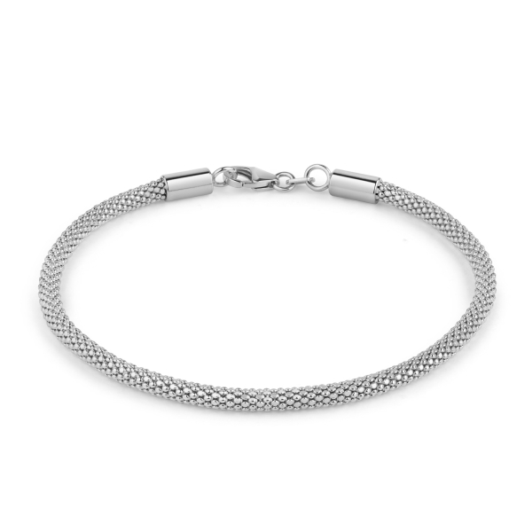 Popcornarmband Silber 925 diamantiert - 3mm breit