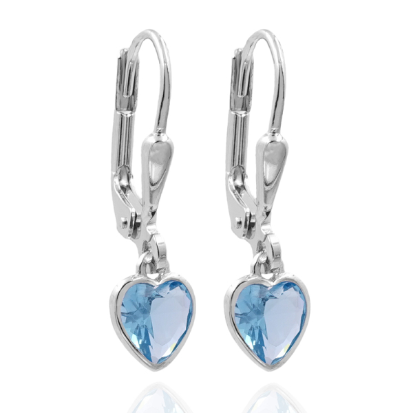 Ohrhänger Herz Silber 925 - Zirkonia Aqua