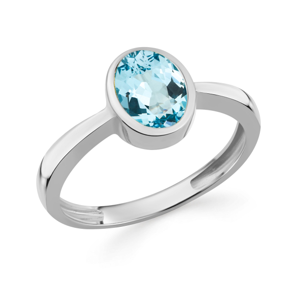 Damenring Blautopas Silber 925 rhodiniert - Facettierter Stein