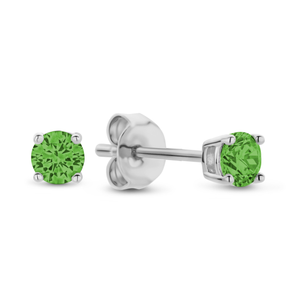 Ohrstecker mit Zirkonia grün Silber 925 rhodiniert - Ø 3mm
