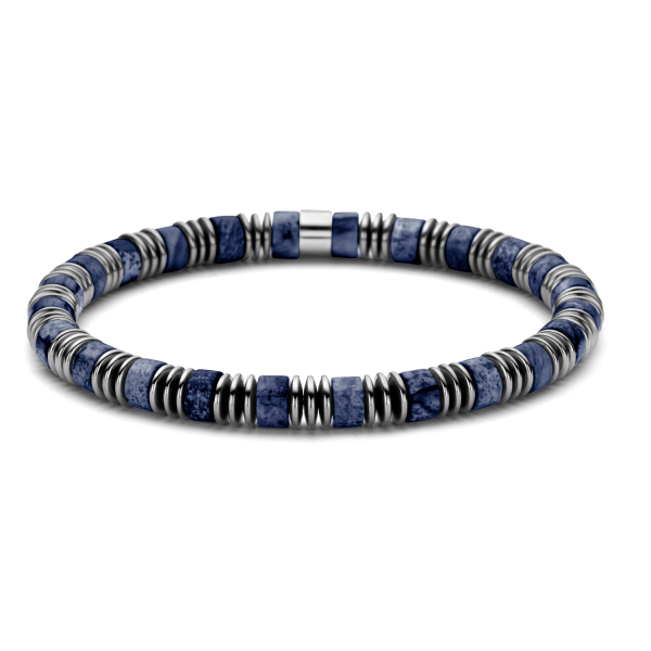 Frank 1967 Armband Edelstahl IPS - Grüner Stein und Hämatit