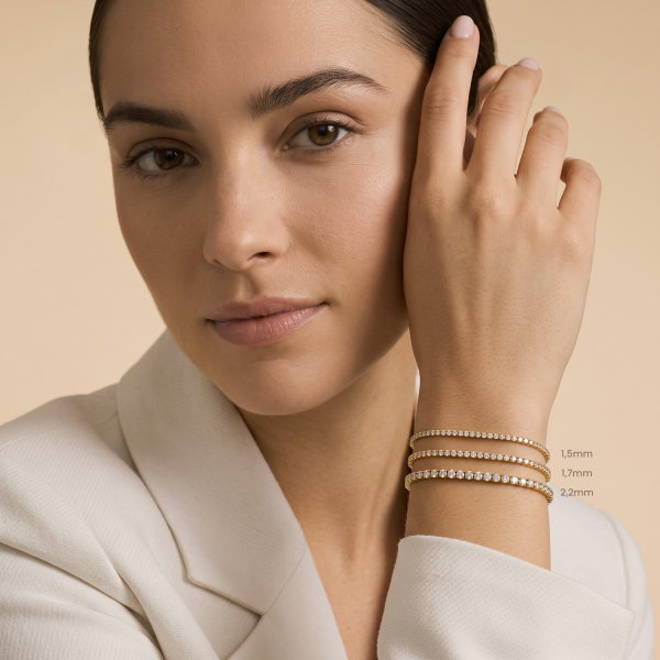 Tennisarmband Gold 585 - 3,20ct. Lab Grown Brillanten - 18,5cm - Bild 3