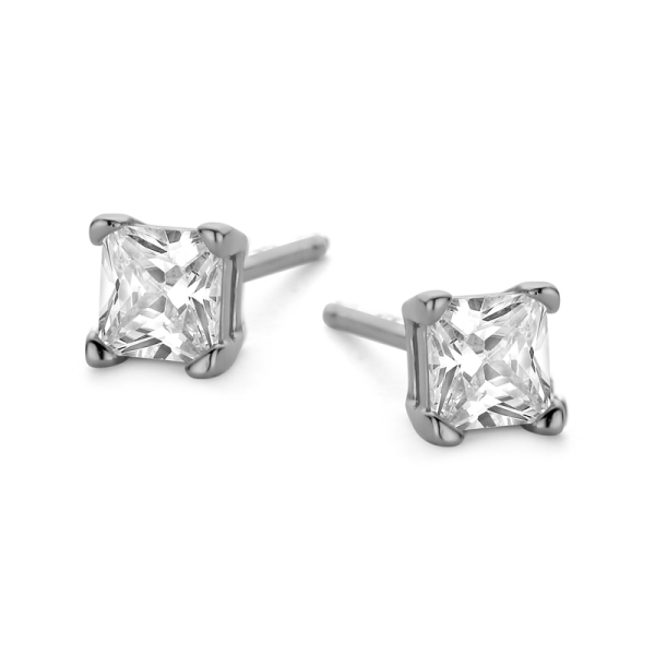 Ohrstecker Zirkonia Silber 925 rhodiniert - 4x4mm