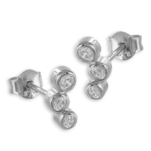 Ohrstecker mit 6 Zirkonia Silber 925 rhodiniert - 9,5mm Hoch
