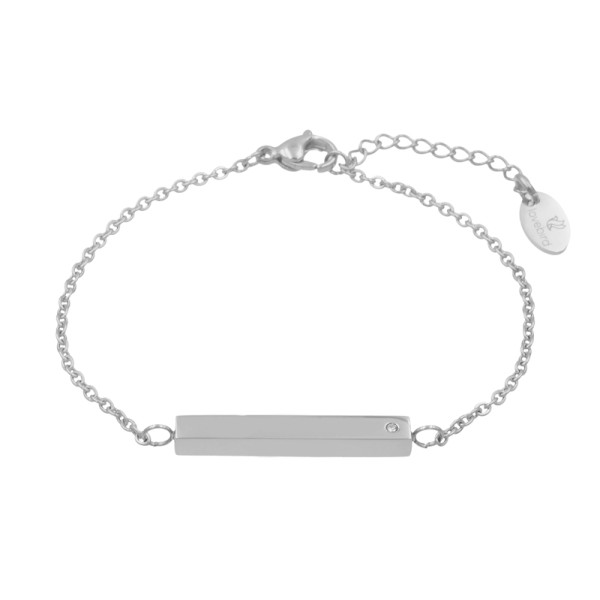 Lovebird Armband mit Anhänger Zirkonia Edelstahl IPS - Gravur