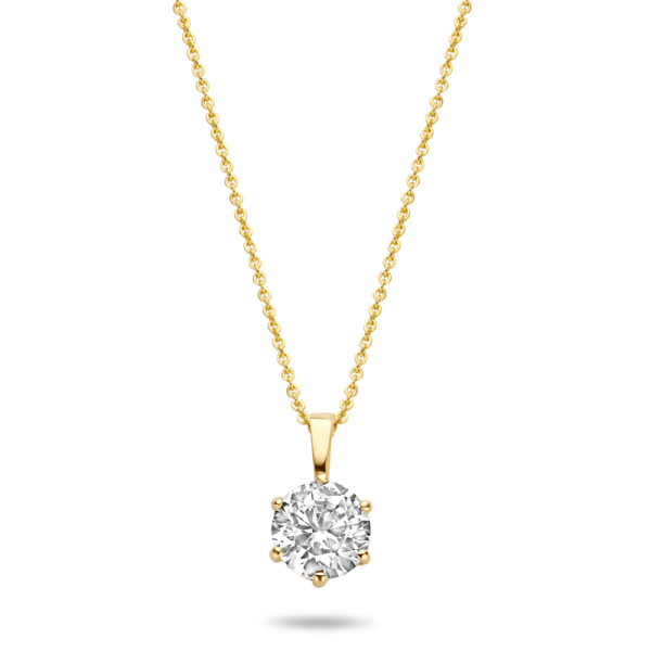 Collier mit Anhänger Zirkonia Gold 585 - 6mm, 6 Stotzen - Bild 2