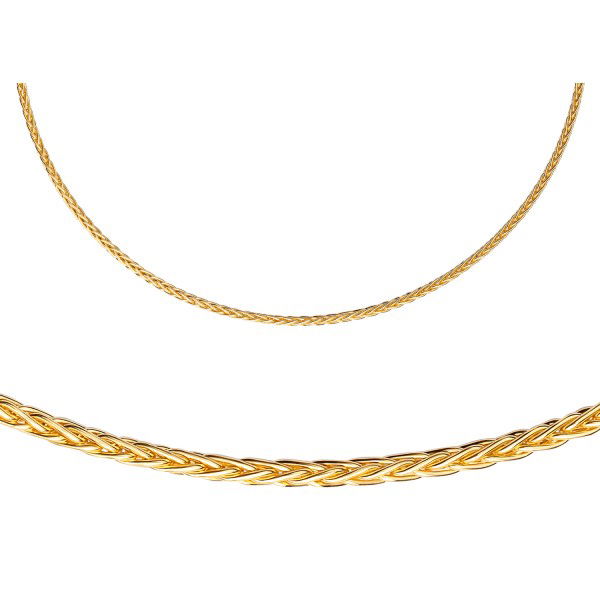 Zopfkette Silber 925 vergoldet - Dreifach - 1,6mm breit - Diamantiert