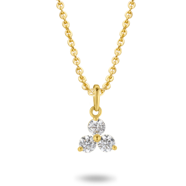 Collier Anhänger 3 Zirkonia Gold 585 - Ankerkette 45cm mit Zwischenösen