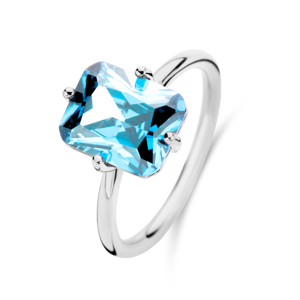 Damenring Zirkonia Hellblau Silber 925 - 8x10mm