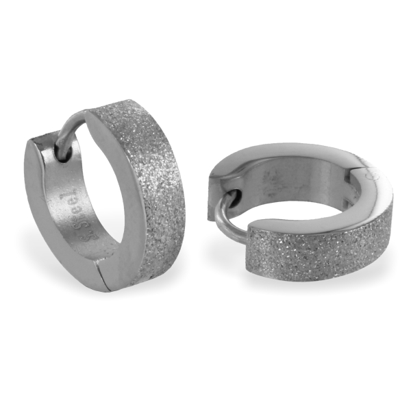 Klappcreolen Edelstahl - Diamond Dust - Ø 13mm - 4mm breit