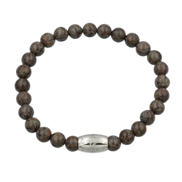 Lovebird Armband Jaspis braun Edelstahl - 6mm