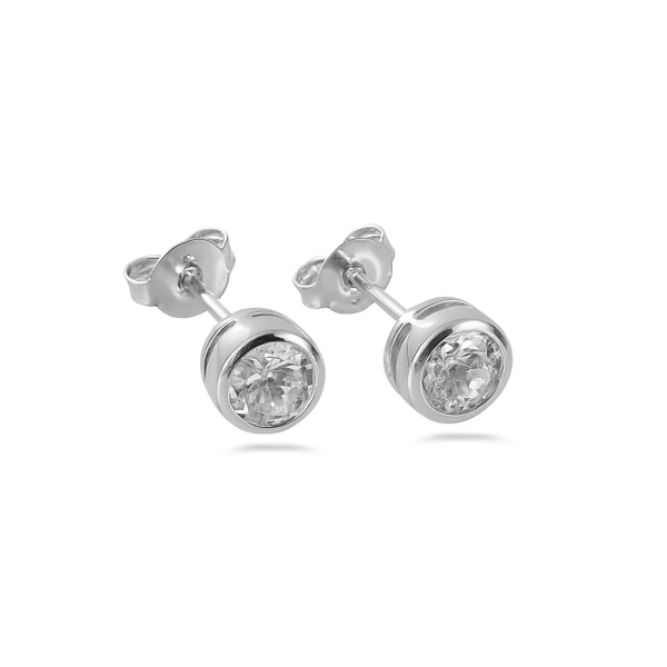 Ohrstecker Zirkonia Silber 925 rhodiniert - 4,5mm - Stecker 6mm