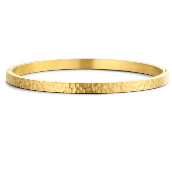 Lovebird Armreif gehämmert Edelstahl - Goldfarbene IP-Beschichtung