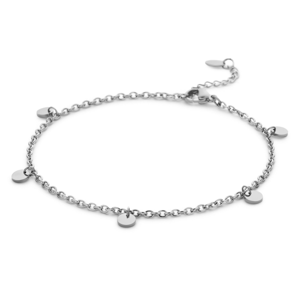 Lovebird Fußkette mit 5 Dots Edelstahl
