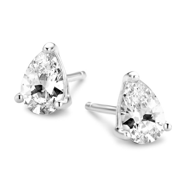 Ohrstecker Zirkonia Tropfenform Silber 925 rhodiniert - 4x6mm