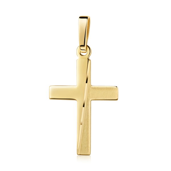 Kreuzanhänger Gold 333 - 15mm - 8 Karat Echtgold diamantiert