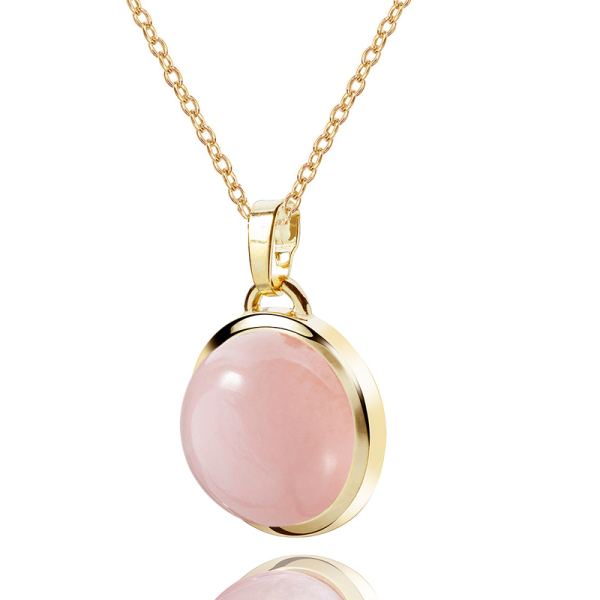 Collier mit Anhänger Chalcedon rosa Silber 925 vergoldet - 14 Karat Goldplattierung