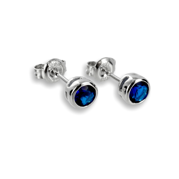 Ohrstecker Zirkonia Saphirblau Silber 925 rhodiniert - 2,5mm