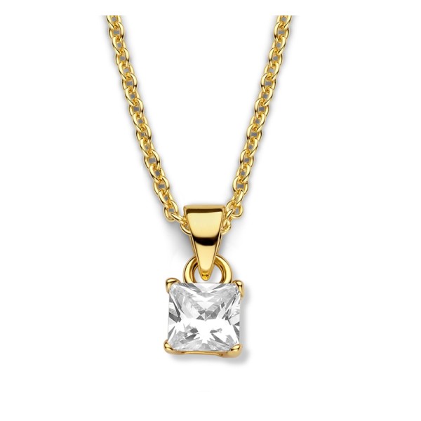 Collier mit Zirkonia Silber 925 vergoldet - 5x5mm - Kugelkette