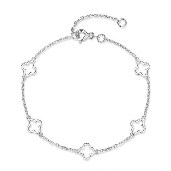 Kleeblatt Armband Silber 925 - vergoldet oder rhodiniert - 20cm - Bild 1