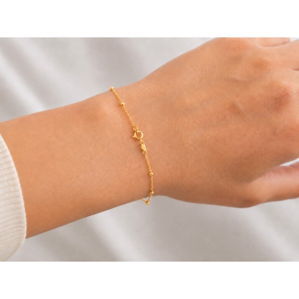 Ankerarmband Silber 925 vergoldet - 2mm Kugeln - 19/17cm - Bild 2