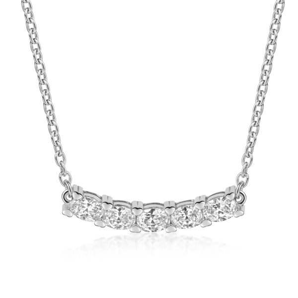 Collier Silber 925 mit 5 Zirkonia - 42/45cm - Recyceltes Silber