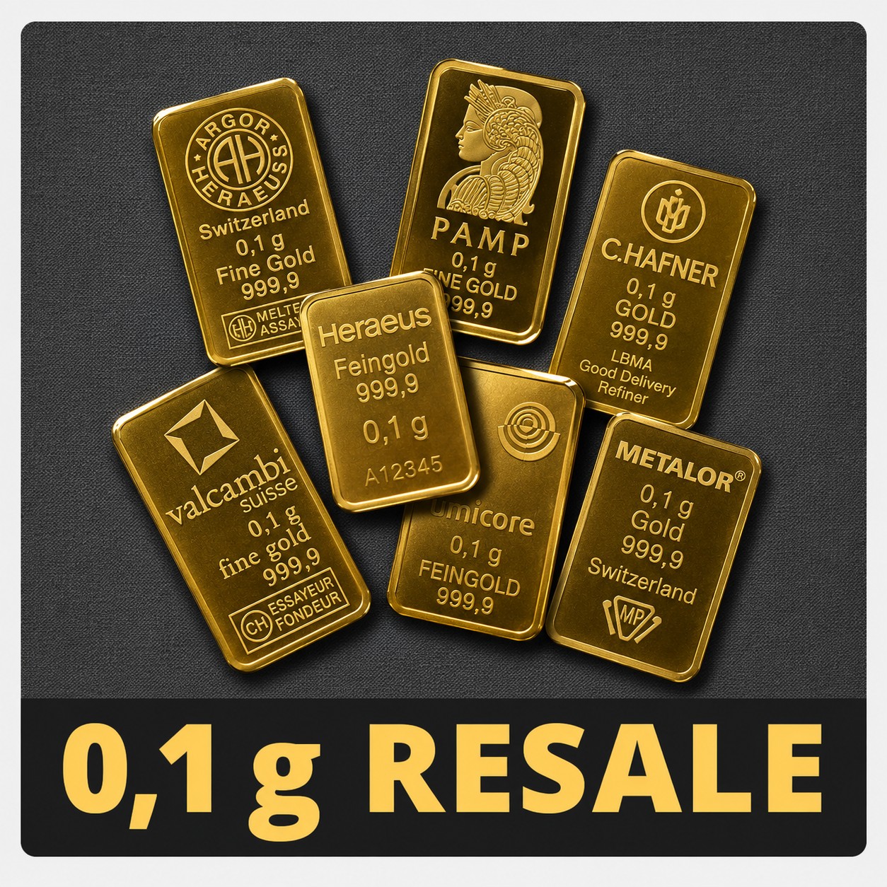 0,1g Goldbarren 999,9 Feingold - Resale - Verschiedene Hersteller