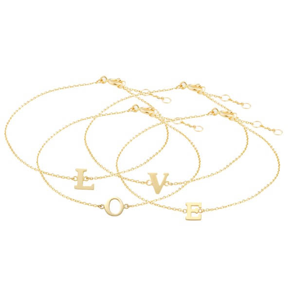 Buchstaben-Armband Gold 585 - Ankerkette diamantiert