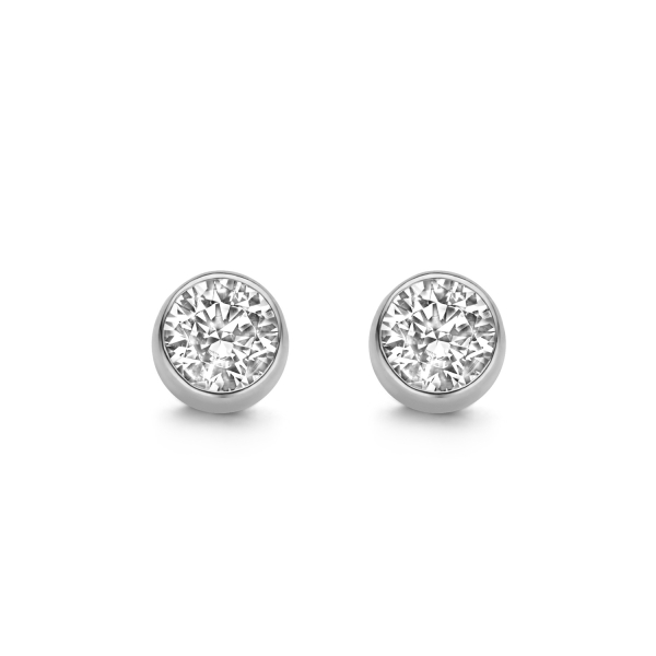 Ohrstecker mit Zirkonia 3mm Weißgold 585 - Zargenfassung