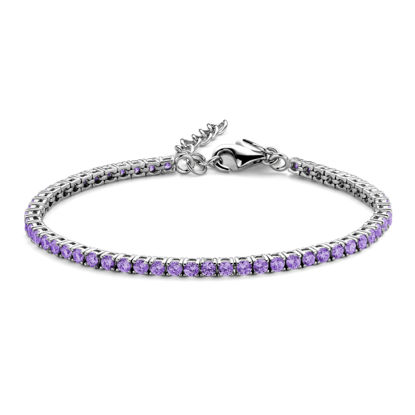 Tennisarmband Zirkonia lila Silber 925 rhodiniert - 3mm
