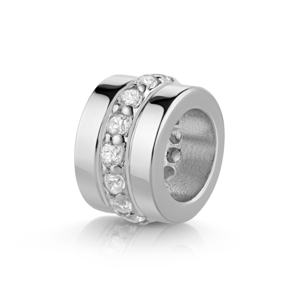 Charm Divider Silber 925 - Hochglanz mit Zirkonia - Ø 8mm - Breite 5,0mm