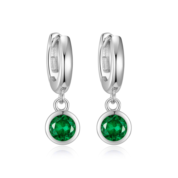 Klappcreolen mit Zirkonia Smaragdgrün Silber 925 rhodiniert - Anhänger 6,7mm