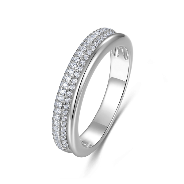 Ring Zirkonia Silber 925 rhodiniert - Hochglanz - Schiene 3,0 auf 4,0mm