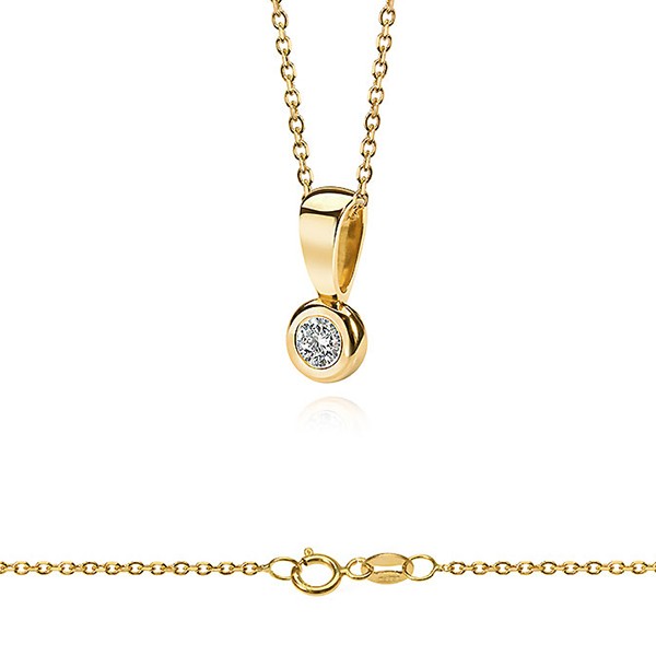 Lovebird Collier mit Brillant 0,05 ct. Gelbgold 585 - Zargenfassung - Bild 2