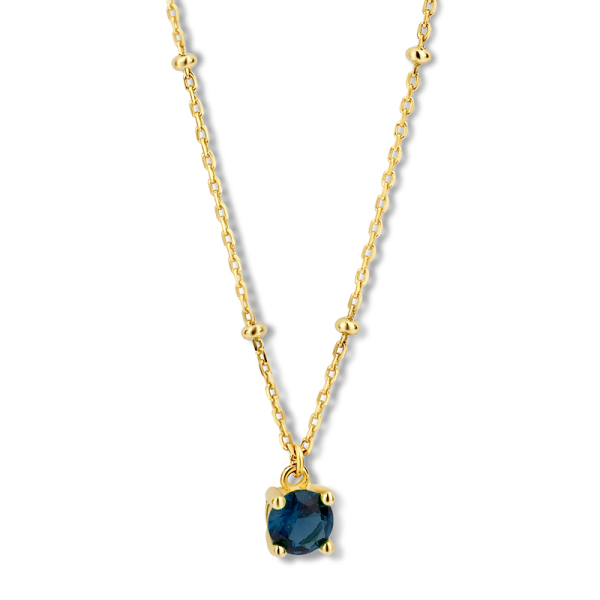 Collier mit Zirkonia blau Silber 925 vergoldet - 5mm - 40+5cm