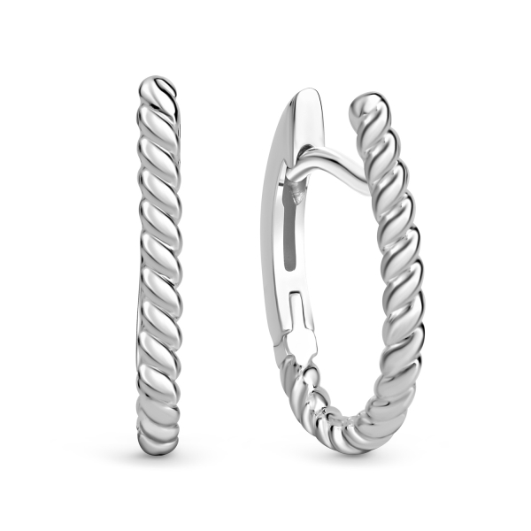 Klappcreolen Silber 925 rhodiniert - 17x13x1,8mm - Twisted