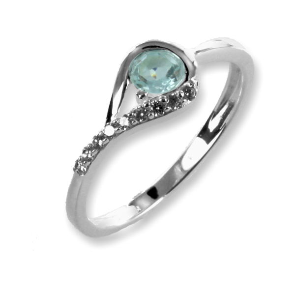Ring Silber 925 - 9 Zirkonia und Blautopas