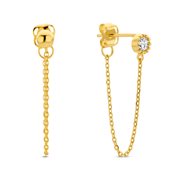 Ohrstecker Zirkonia und Kugel Gold 585