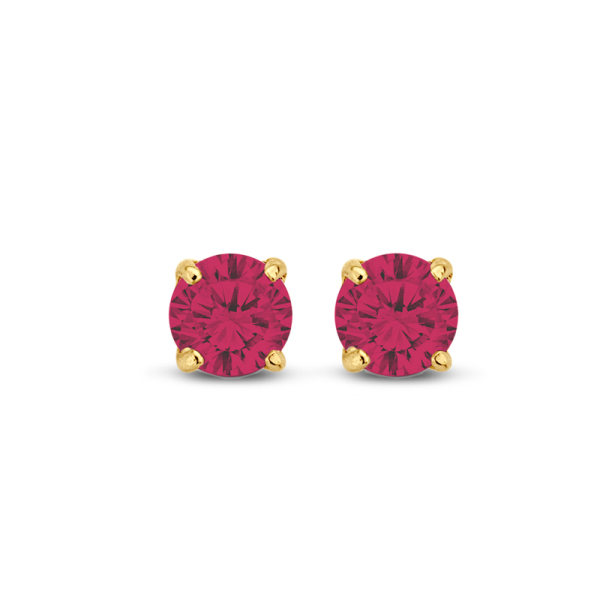 Ohrstecker Zirkonia rot Gold 585 - 4mm - 4 Stotzen Fassung