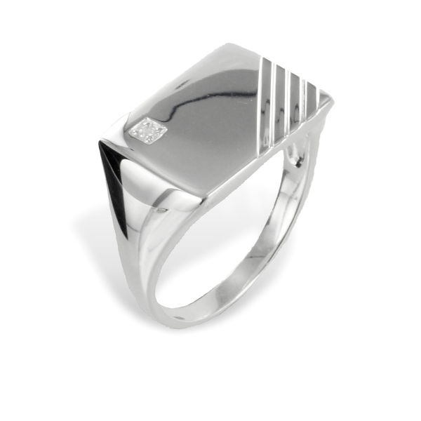 Herrenring Zirkonia Silber 925 - Hochglanz - 18x12mm